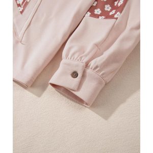 Delicacy Floral Patchwork Star Pattern Drawstring Hoodie