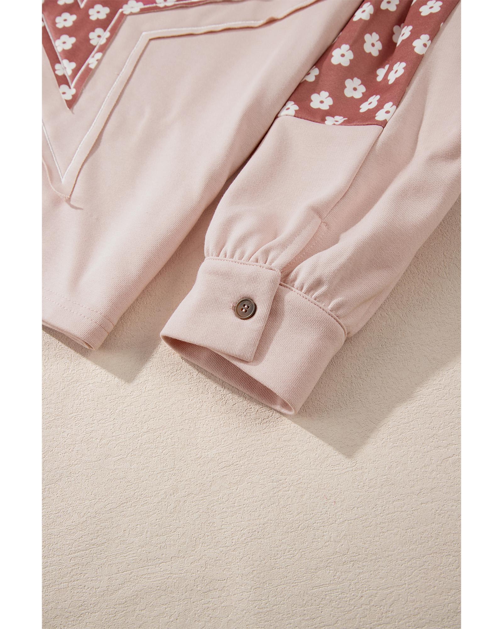 Delicacy Floral Patchwork Star Pattern Drawstring Hoodie