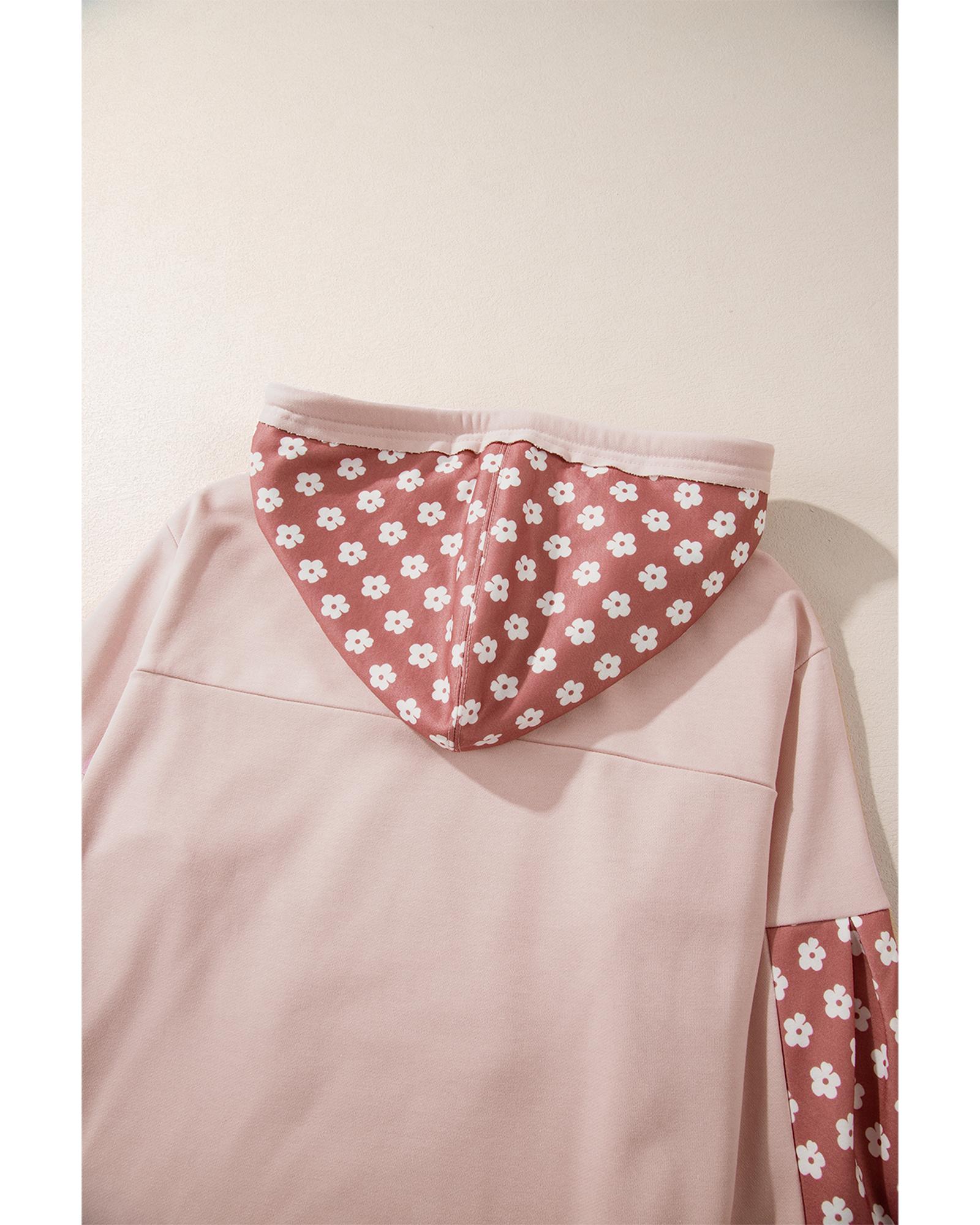 Delicacy Floral Patchwork Star Pattern Drawstring Hoodie - Image 3