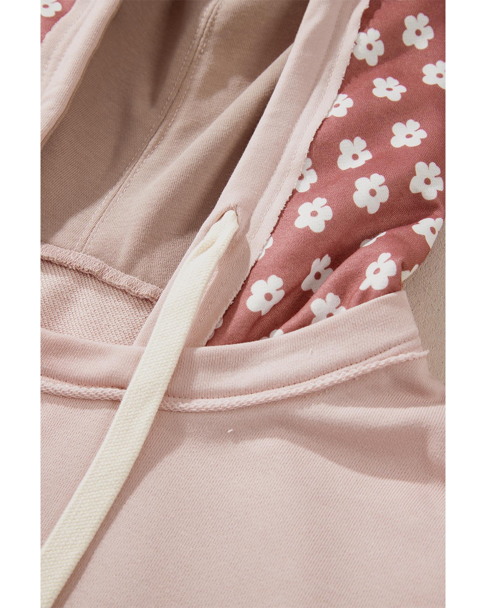 Delicacy Floral Patchwork Star Pattern Drawstring Hoodie - Image 6