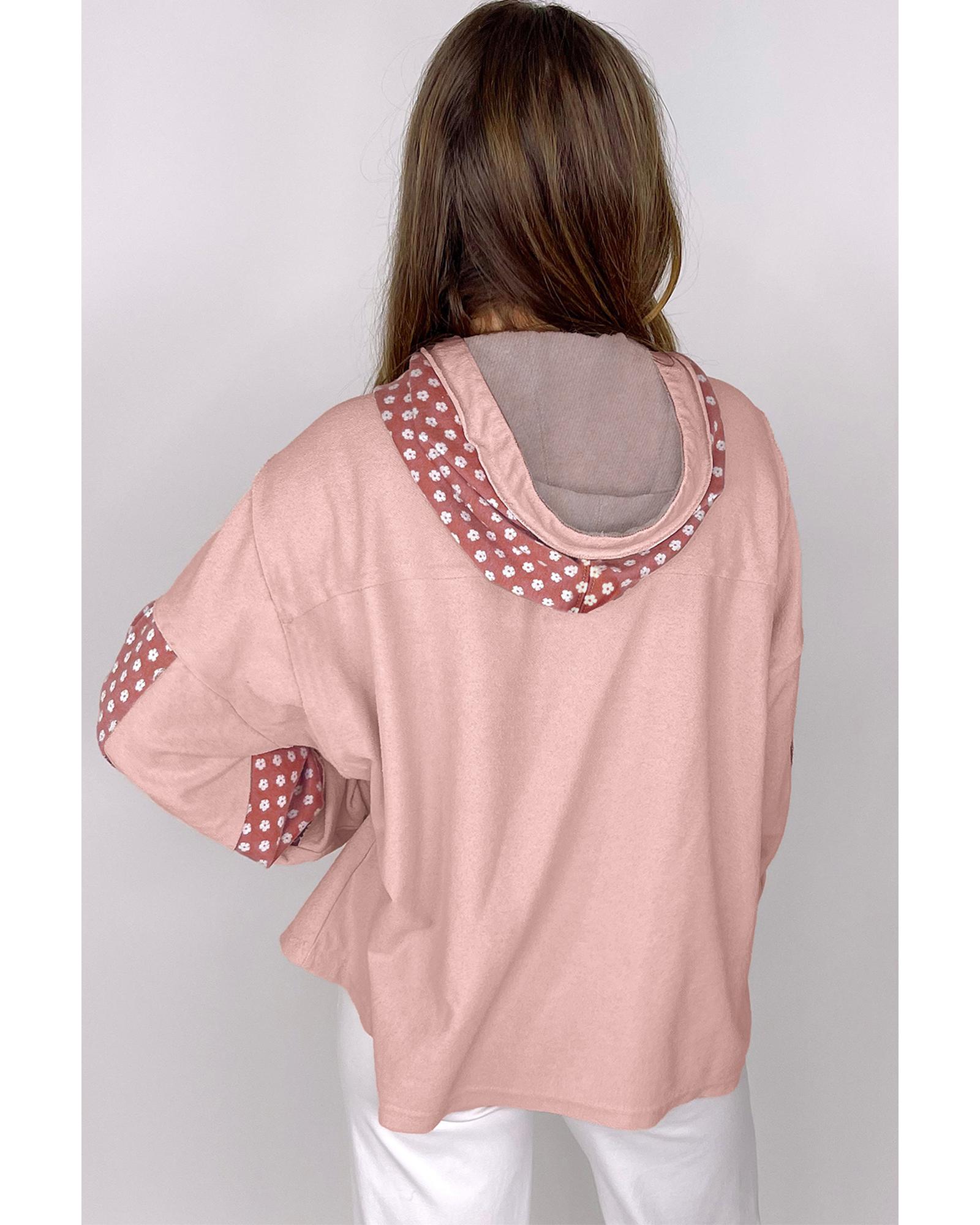 Delicacy Floral Patchwork Star Pattern Drawstring Hoodie - Image 8