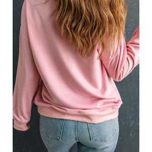 Pink Glitter Chenille Heart Patch Valentines Sweatshirt