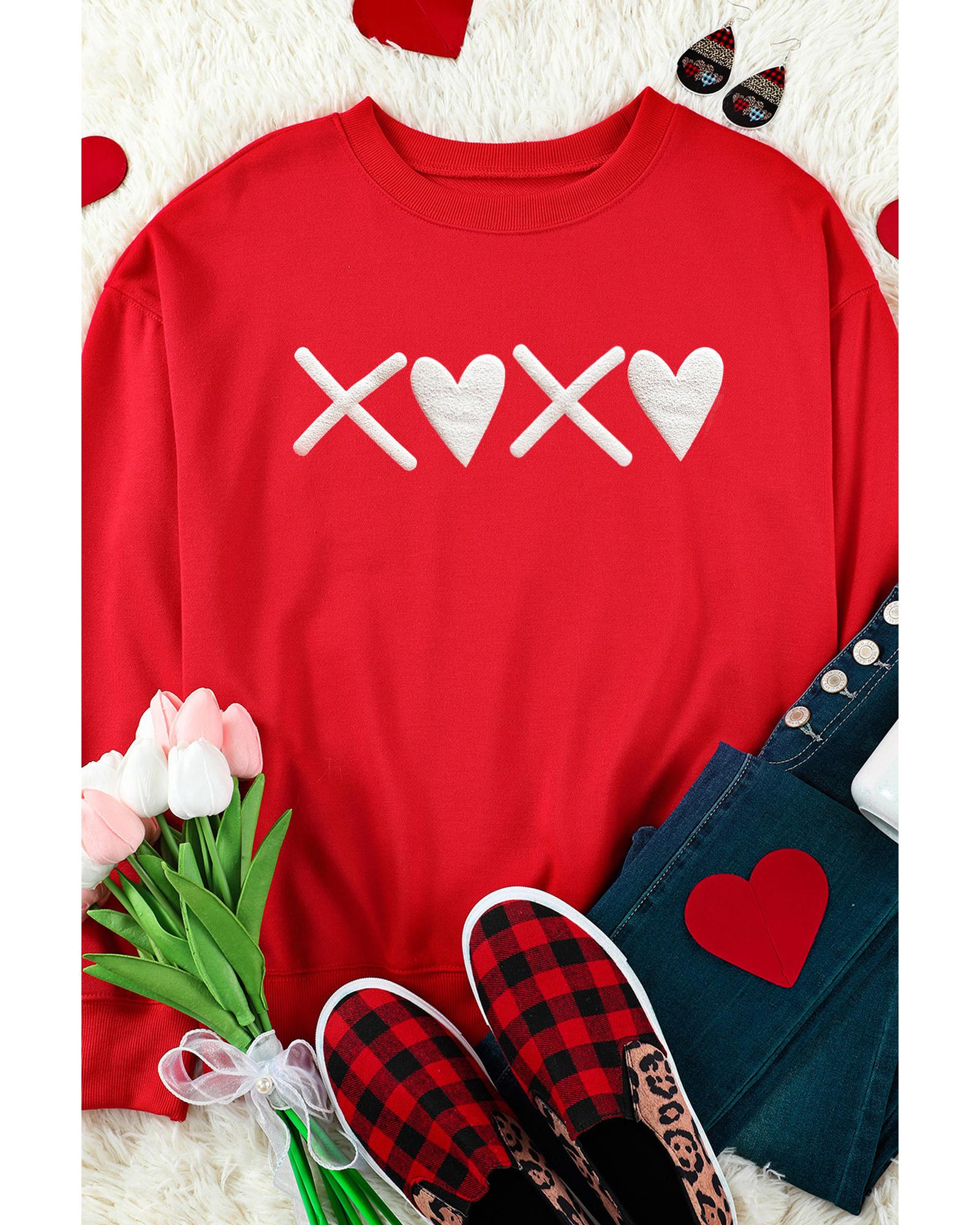 Red Puff XOXO Print Valentines Heart Sweatshirt - Image 4