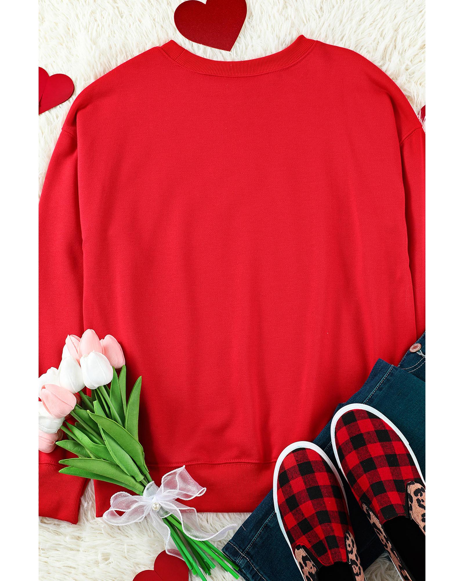 Red Puff XOXO Print Valentines Heart Sweatshirt - Image 6