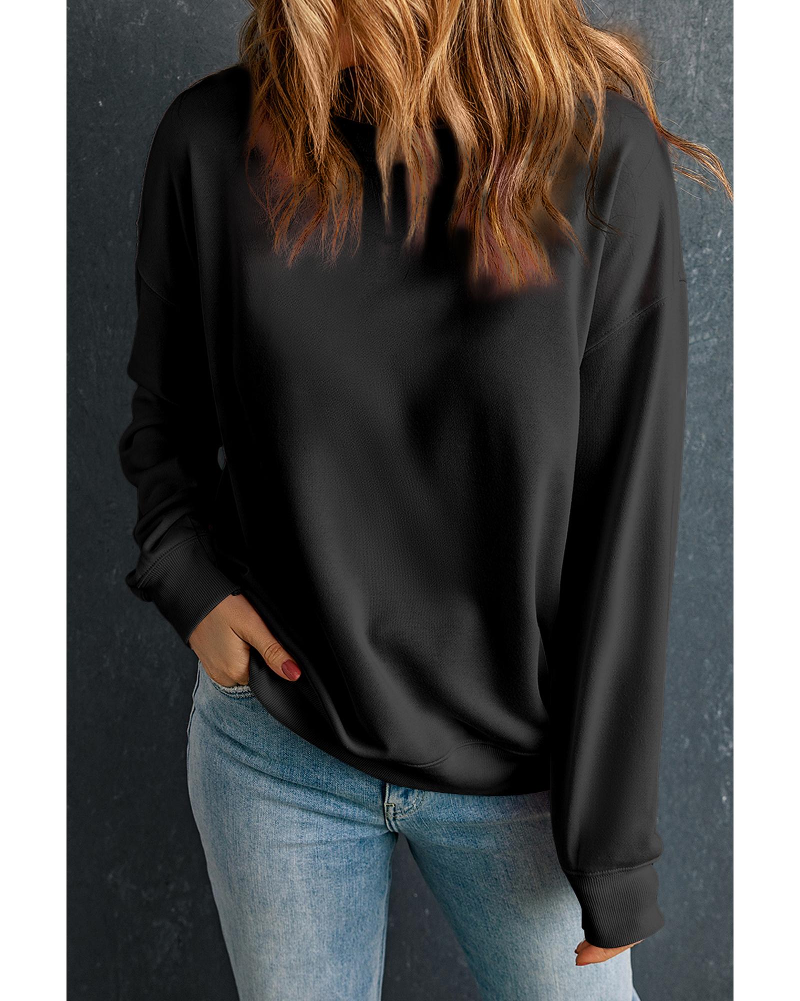 Black Solid Classic Crewneck Pullover Sweatshirt - Image 4