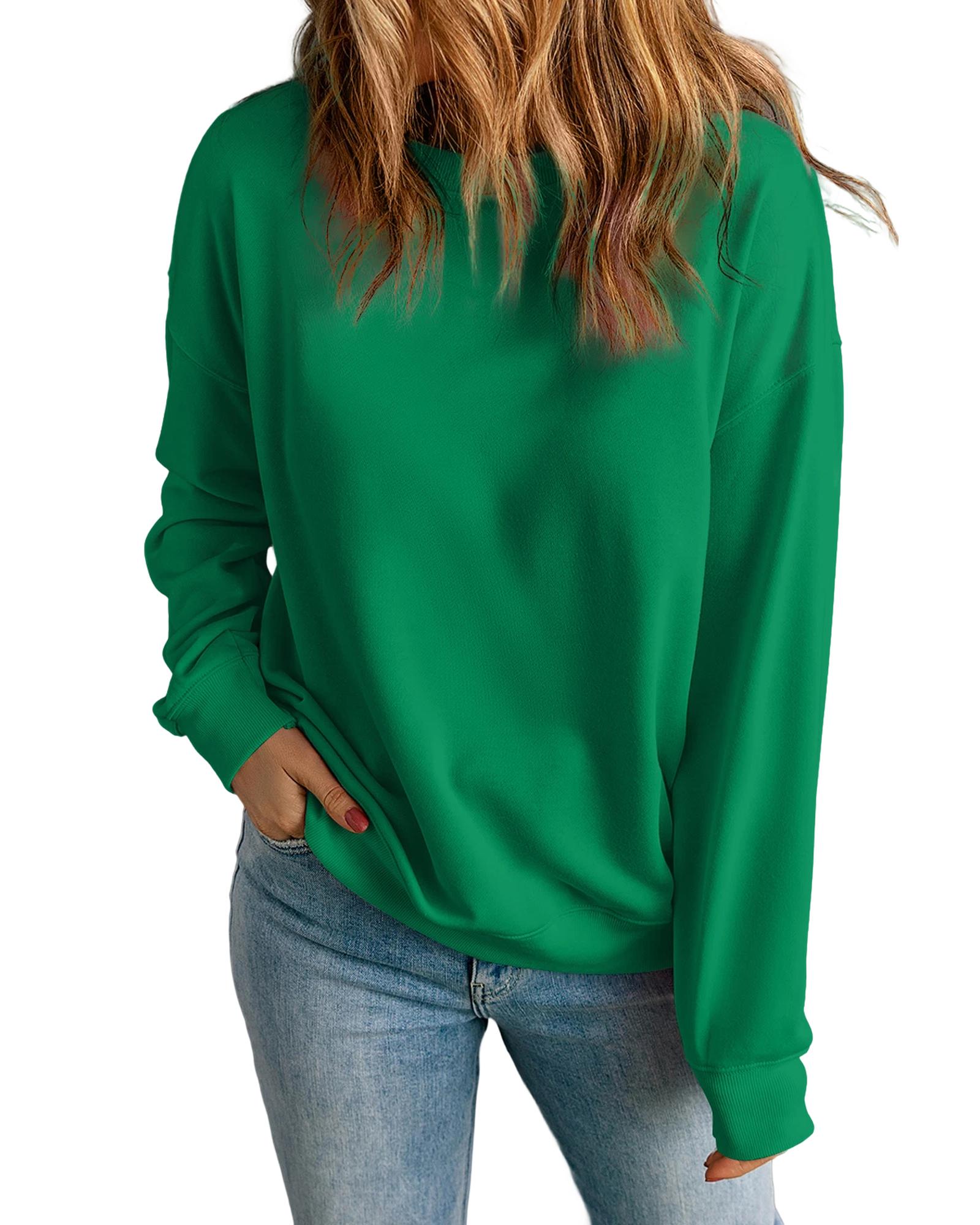 Dark Green Solid Classic Crewneck Pullover Sweatshirt - Image 6