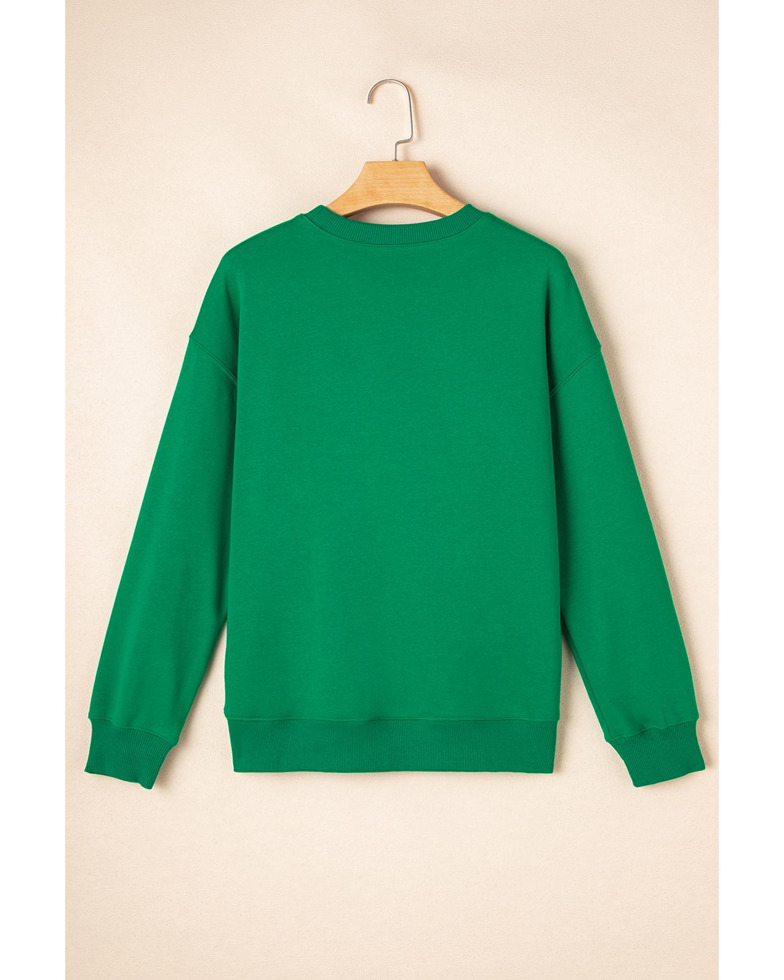 Dark Green Solid Classic Crewneck Pullover Sweatshirt - Image 8