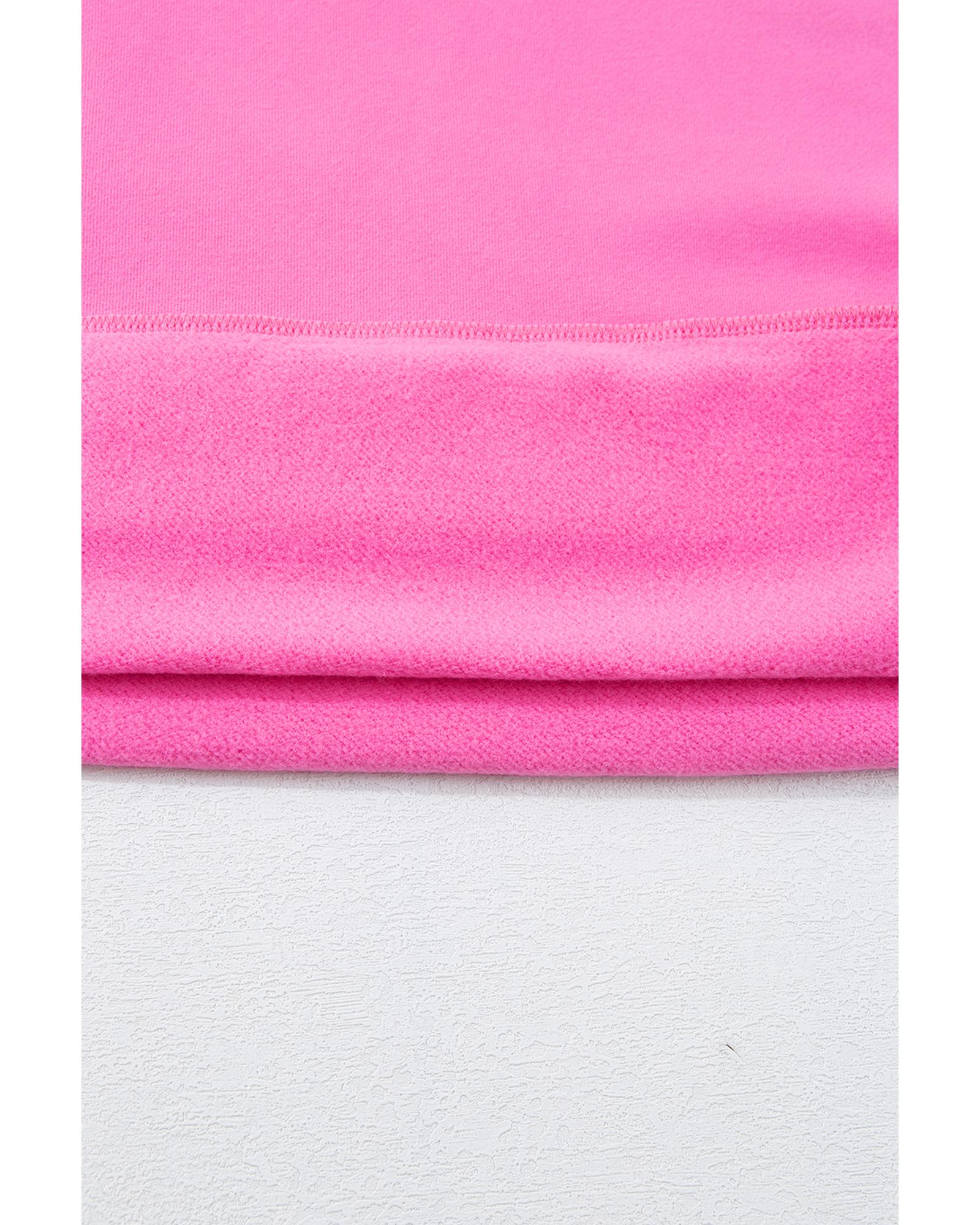 Bonbon Solid Fleece Lined Drop Shoulder High Low Sweatshirt - Image 3