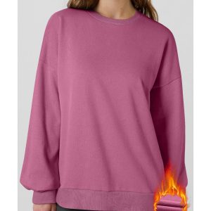 Valerian Solid Fleece Lined Drop Shoulder High Low Sweatshirt