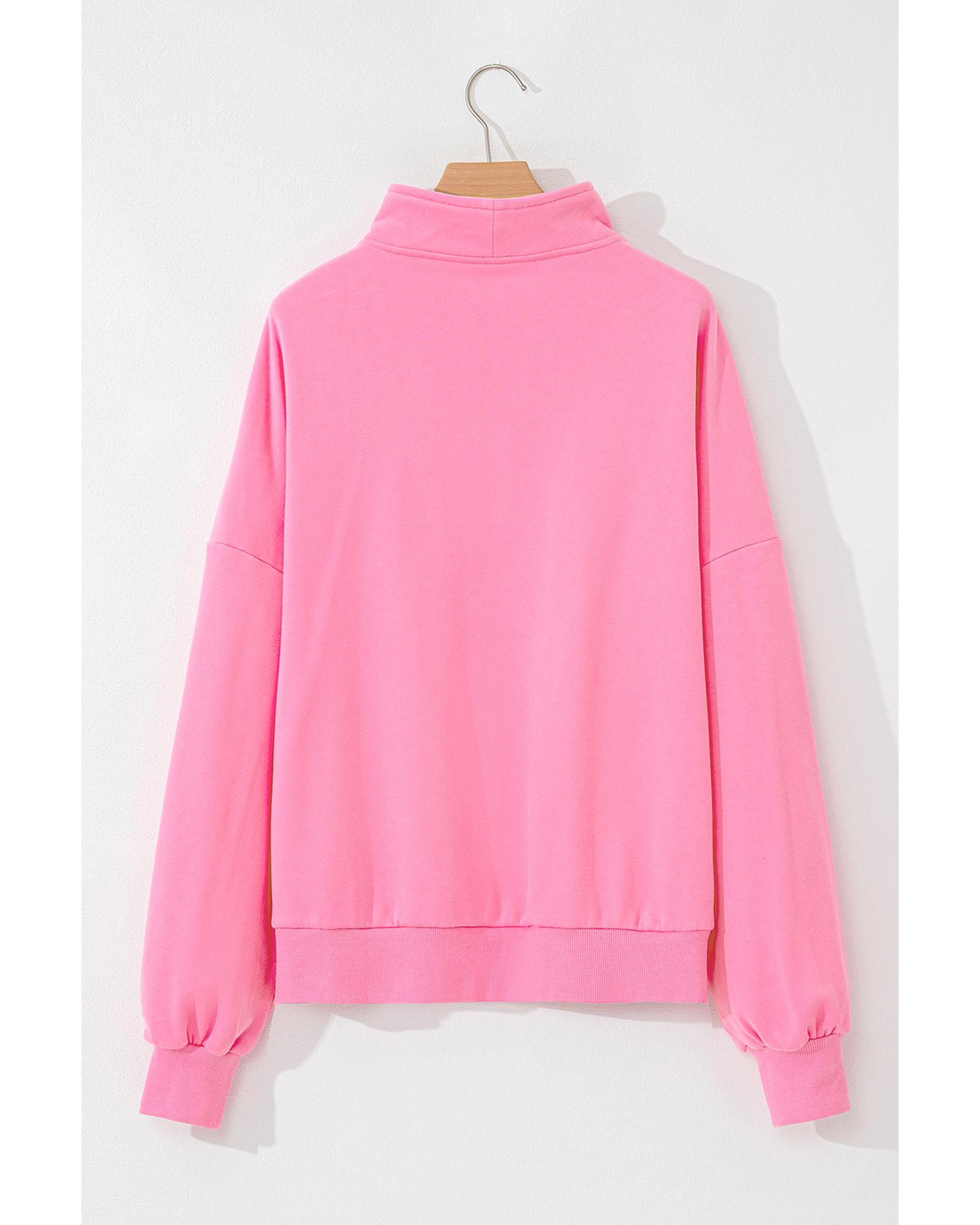 Bonbon Zip-up Stand Neck Kangaroo Pocket Sweatshirt - Image 7