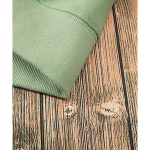 Smoke Green Solid Fleece Lined Drop Shoulder Terry Sweatshirt