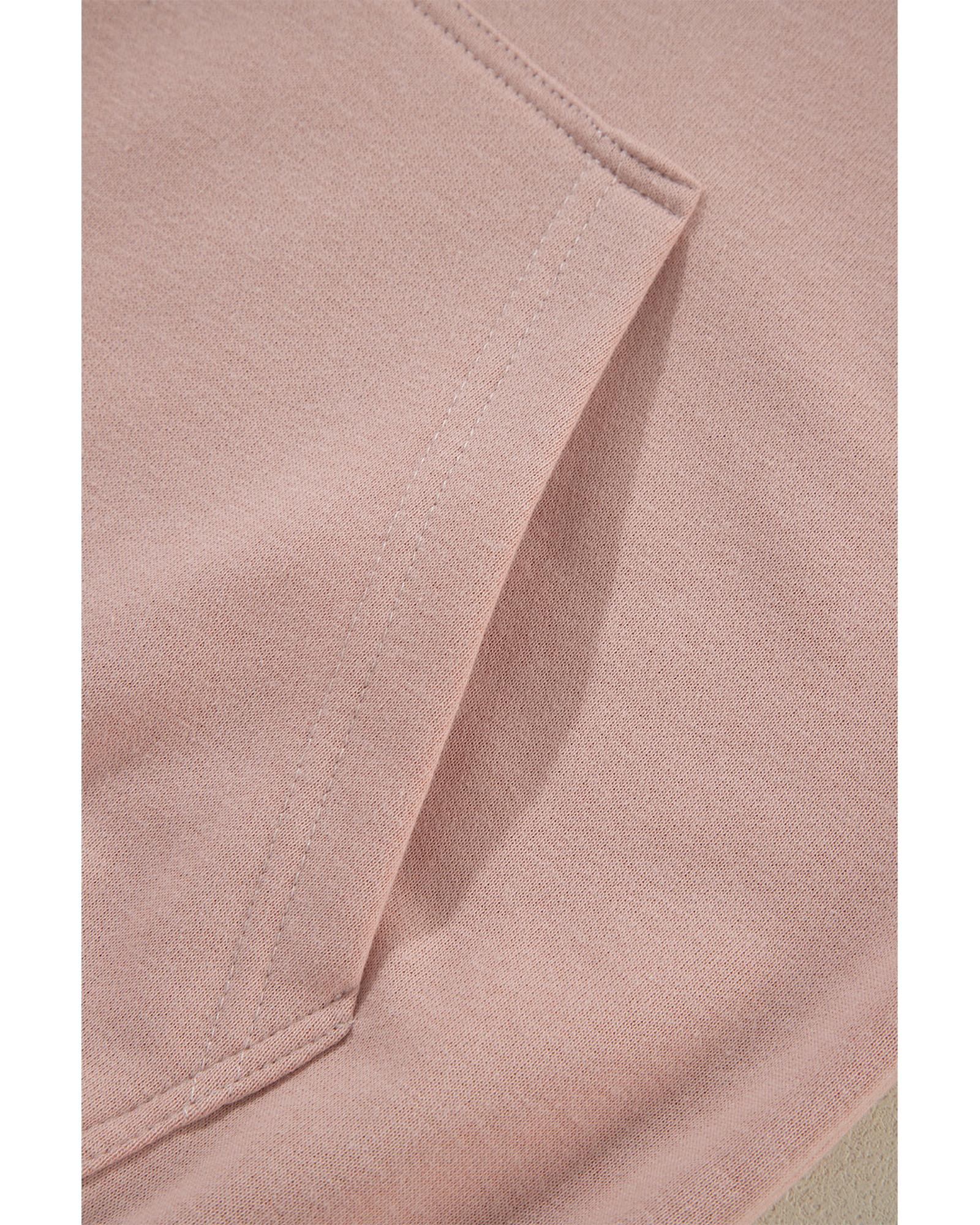 Fushia Solid Color Rivet Stud Raglan Sleeve Hoodie with Pocket - Image 5