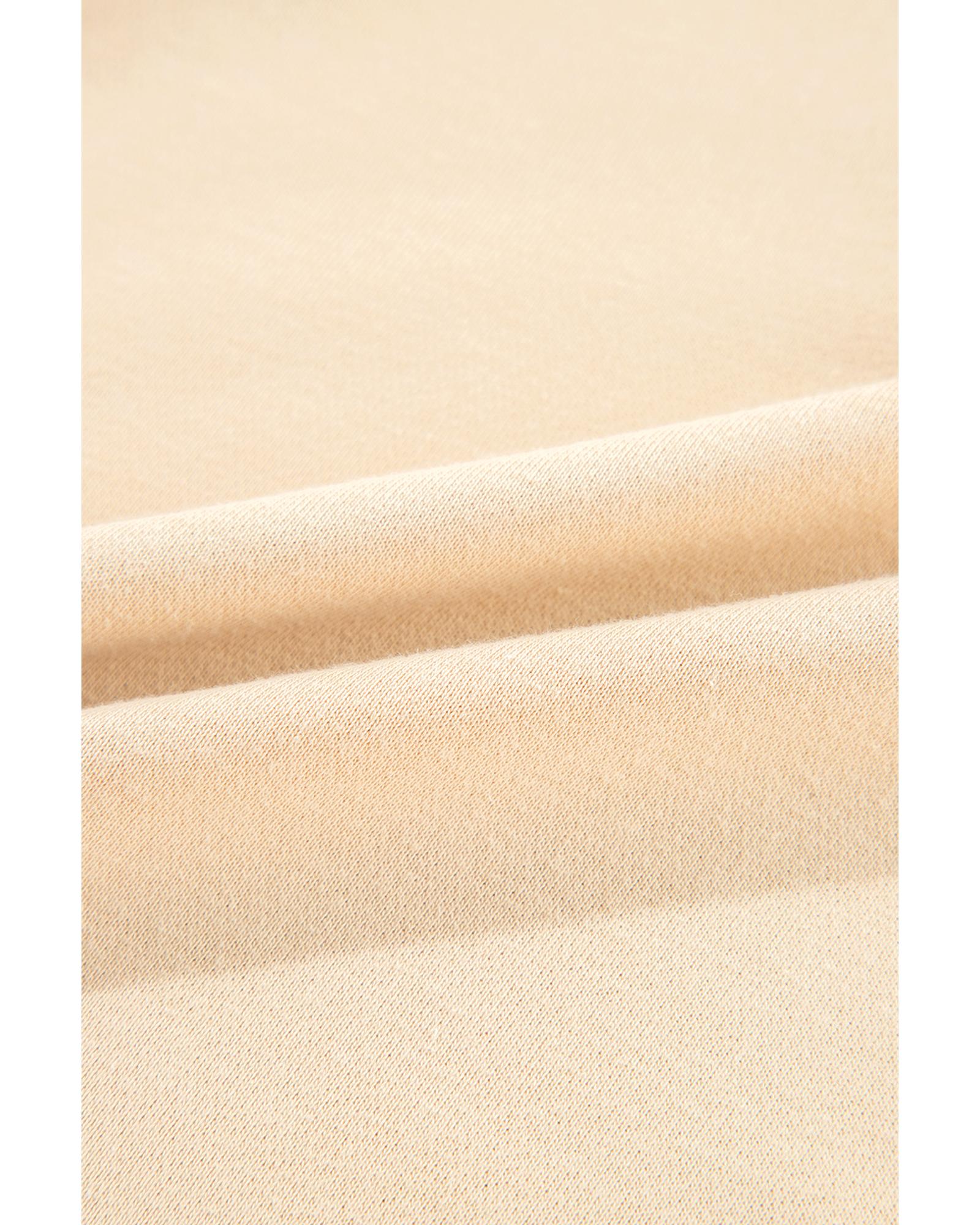 Light French Beige Striped Colorblock Patchwork Collar Sweatshirt - Image 8