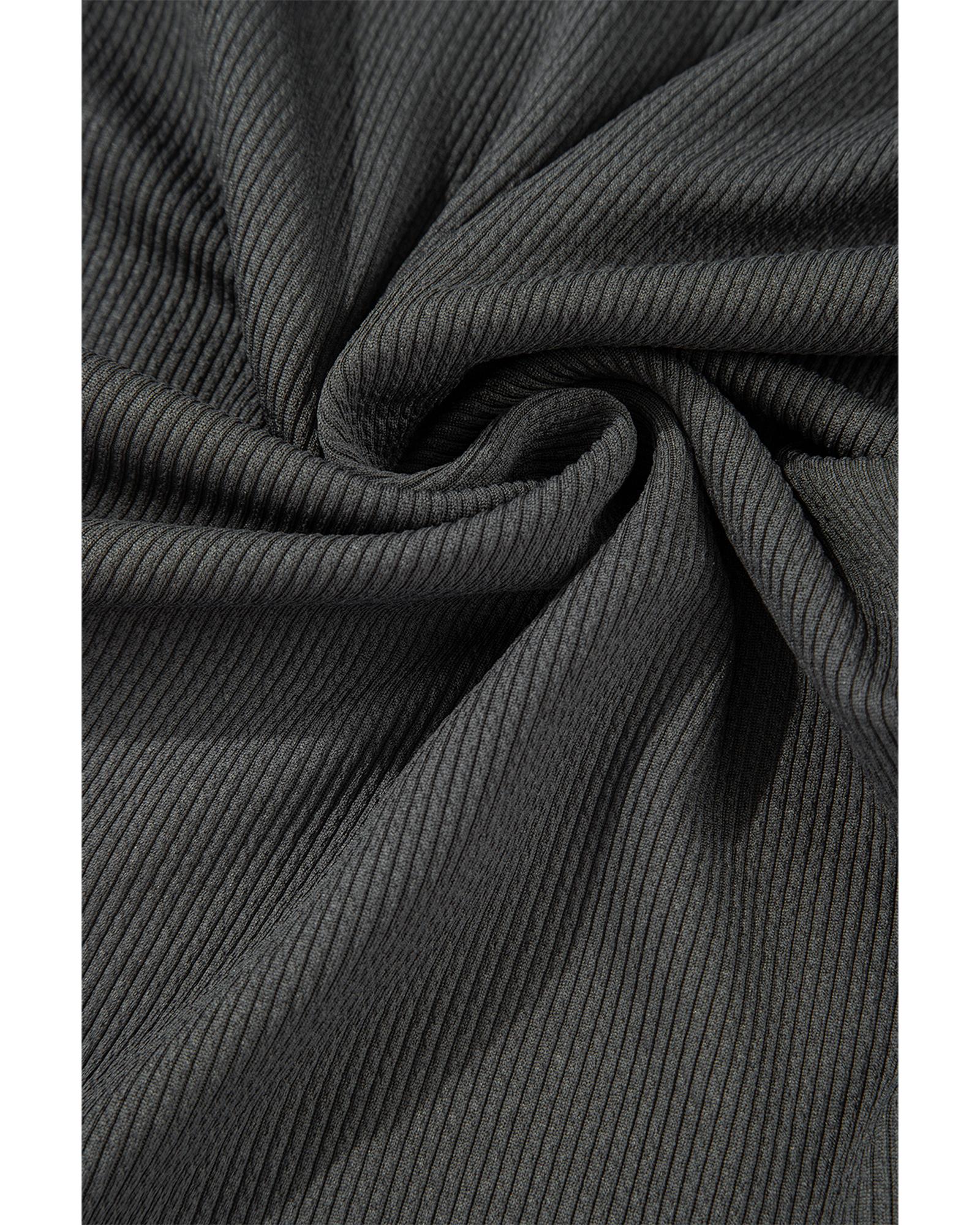 Gray Colorblock Ribbed Collared Oversized Sweatshirt - Image 6