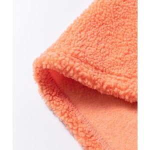 Orange Colorblock Half Zipper Stand Neck Sherpa Sweatshirt