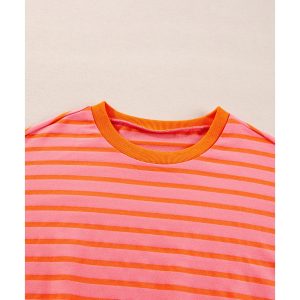 Russet Orange Drop Shoulder Crew Neck Loose Sweatshirt