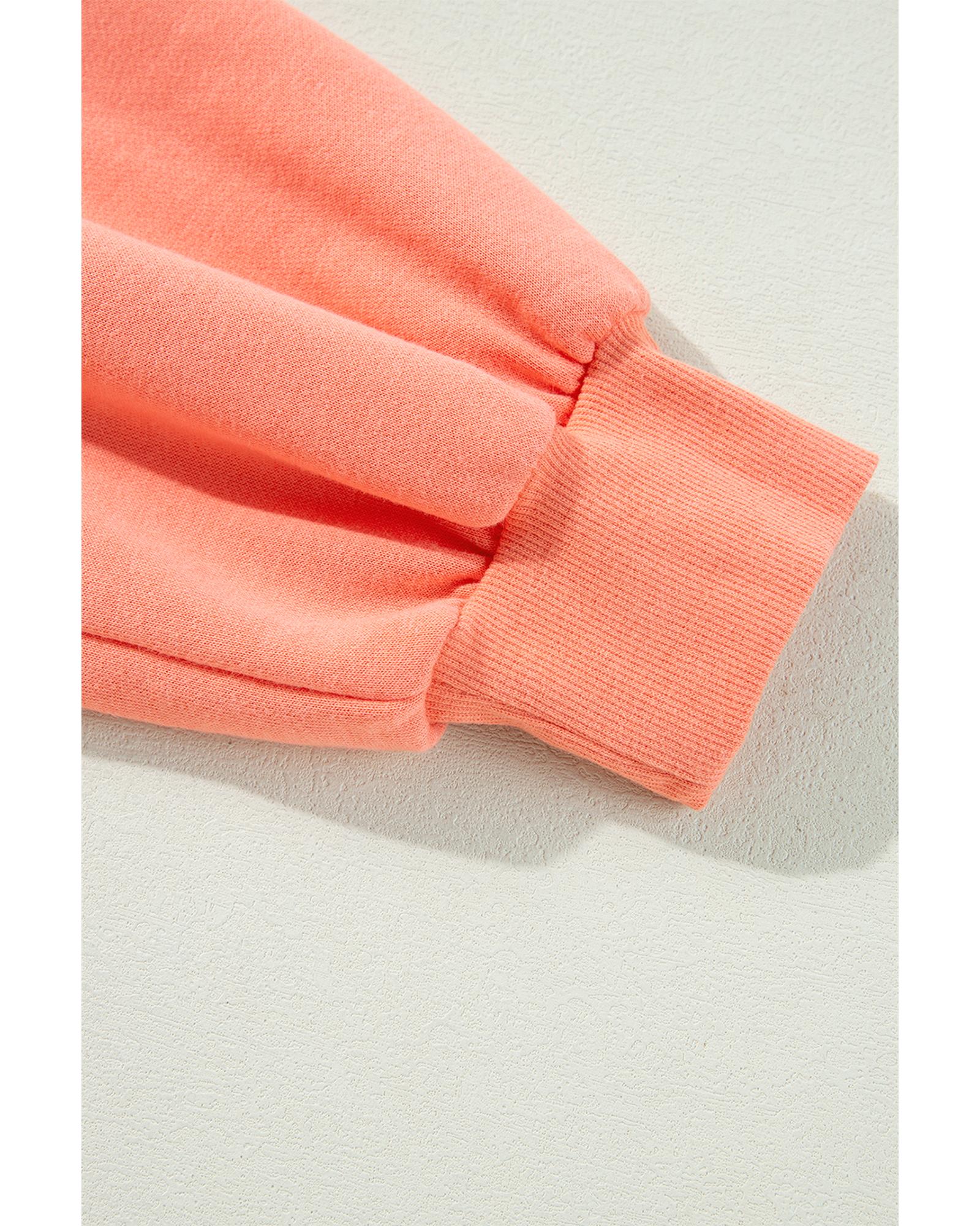 Flamingo Rainbow Striped Sleeve Crew Neck Loose Sweatshirt - Image 4