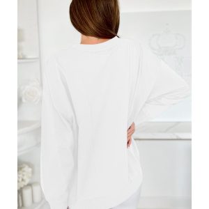 White Tinsel Game Day Drop Shoulder Graphic Sweatshirt