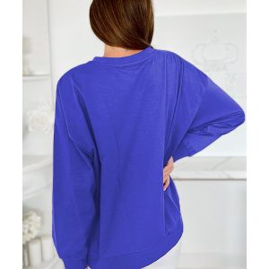 Dark Blue Tinsel Game Day Drop Shoulder Graphic Sweatshirt