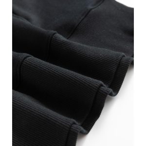 Black Drop Shoulder Crisscross Stitching Pocketed Loose Sweatshirt