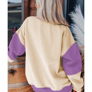 Meadow Mauve Colorblock Patchwork Drop Shoulder Sweatshirt
