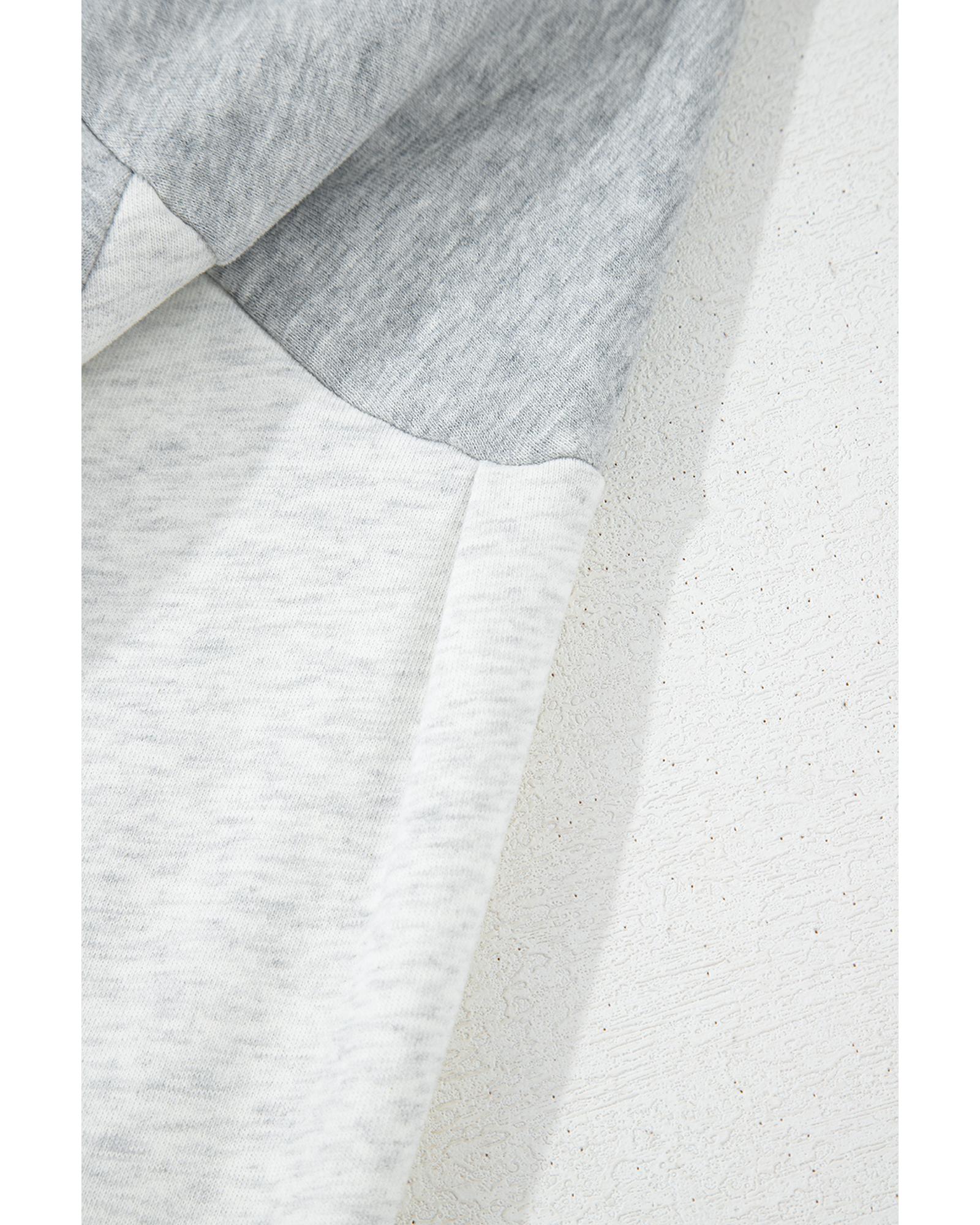 Gray Half Zipper Collared Drop Shoulder Side Slits Sweatshirt - Image 5