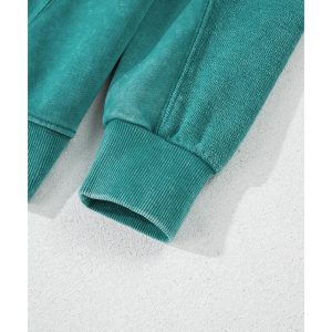 Skobeloff Solid Color Notched Neck Drop Shoulder Sweatshirt