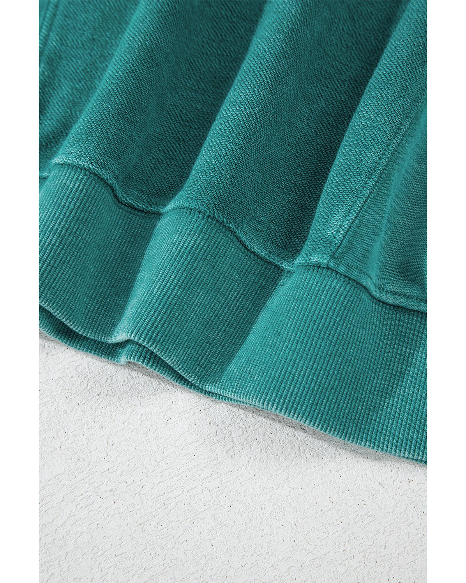 Skobeloff Solid Color Notched Neck Drop Shoulder Sweatshirt - Image 4