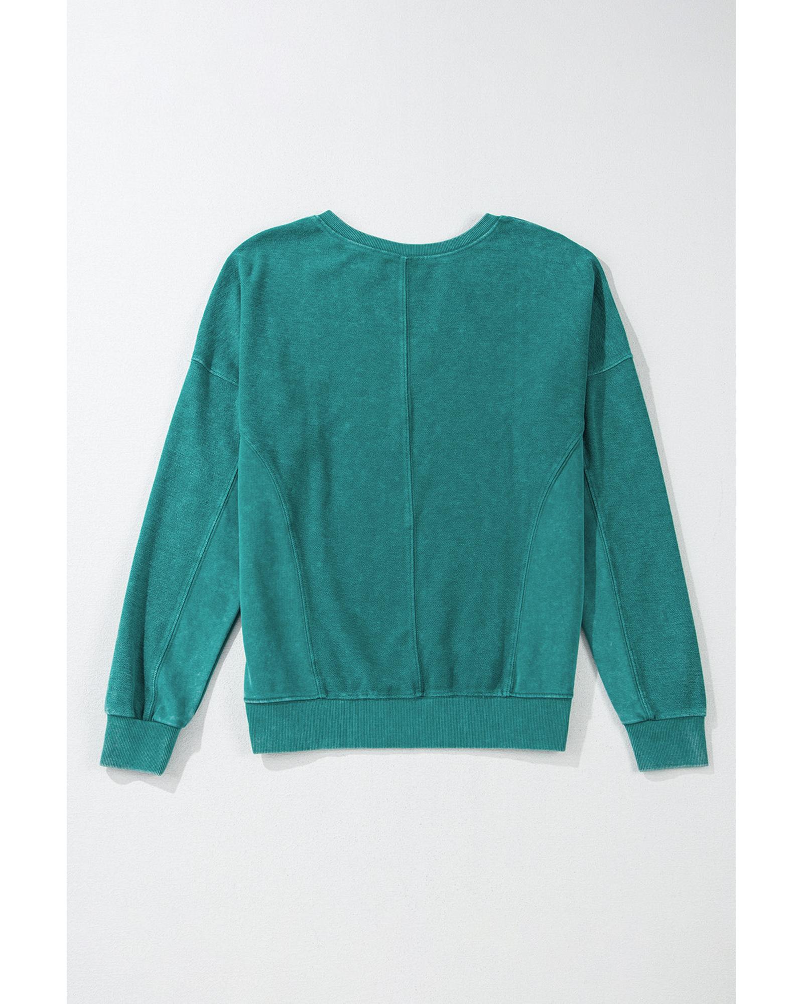 Skobeloff Solid Color Notched Neck Drop Shoulder Sweatshirt - Image 6