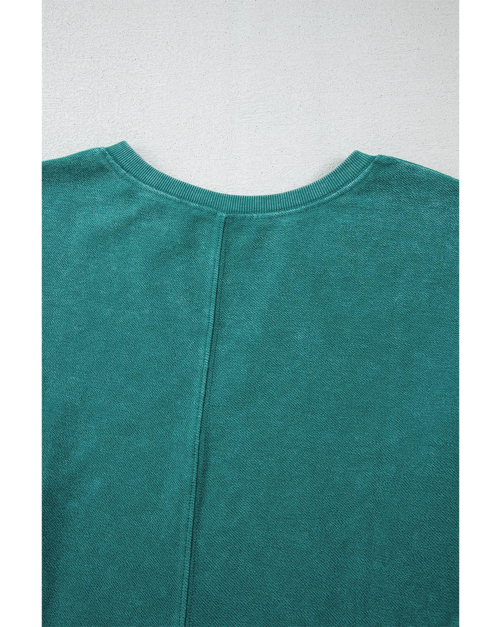 Skobeloff Solid Color Notched Neck Drop Shoulder Sweatshirt - Image 8