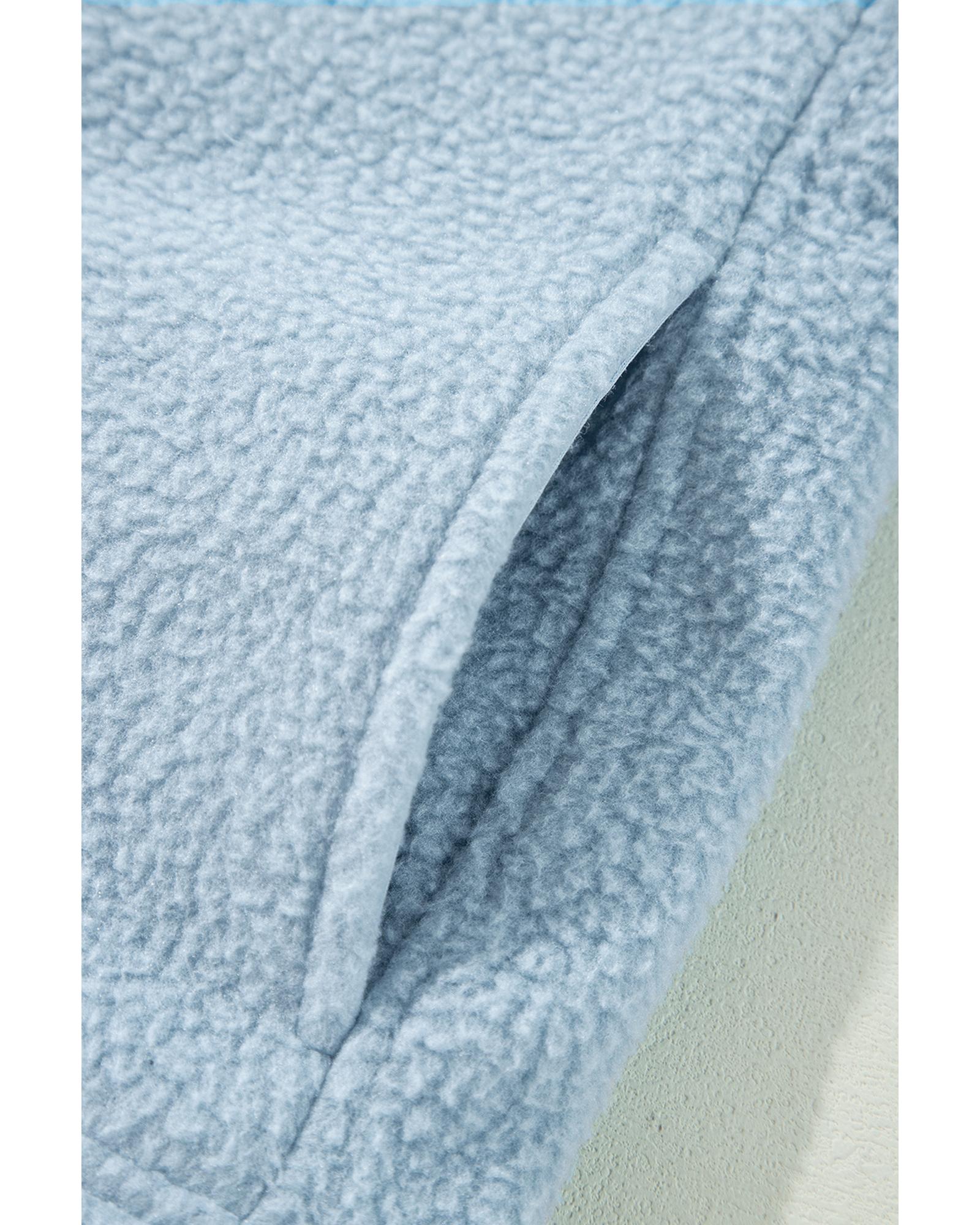 Myosotis Collared Zipper Drop Shoulder Fleece Sweatshirt - Image 4