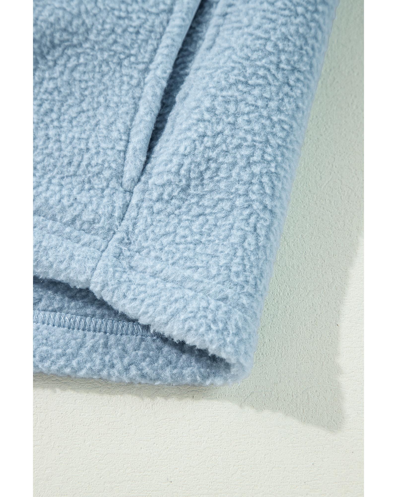 Myosotis Collared Zipper Drop Shoulder Fleece Sweatshirt - Image 8