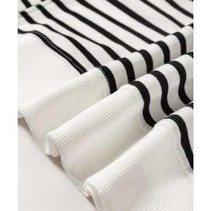 Black Stripe Raglan Sleeve Side Slits Loose Sweatshirt