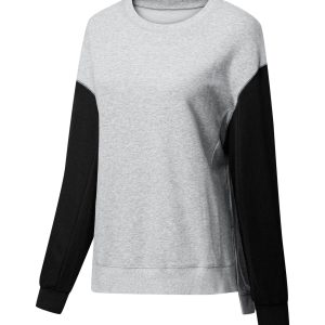 Gray Two Tone Patchwork Drop Shoulder Pullover Sweatshirt