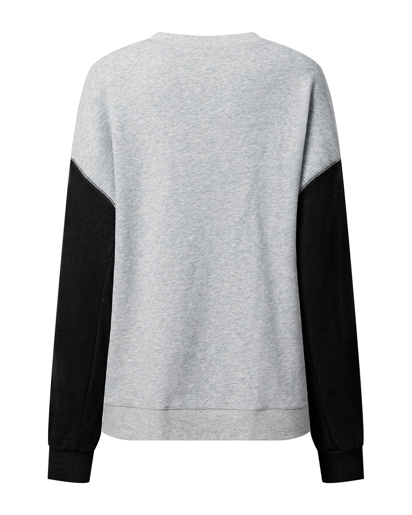 Gray Two Tone Patchwork Drop Shoulder Pullover Sweatshirt - Image 3