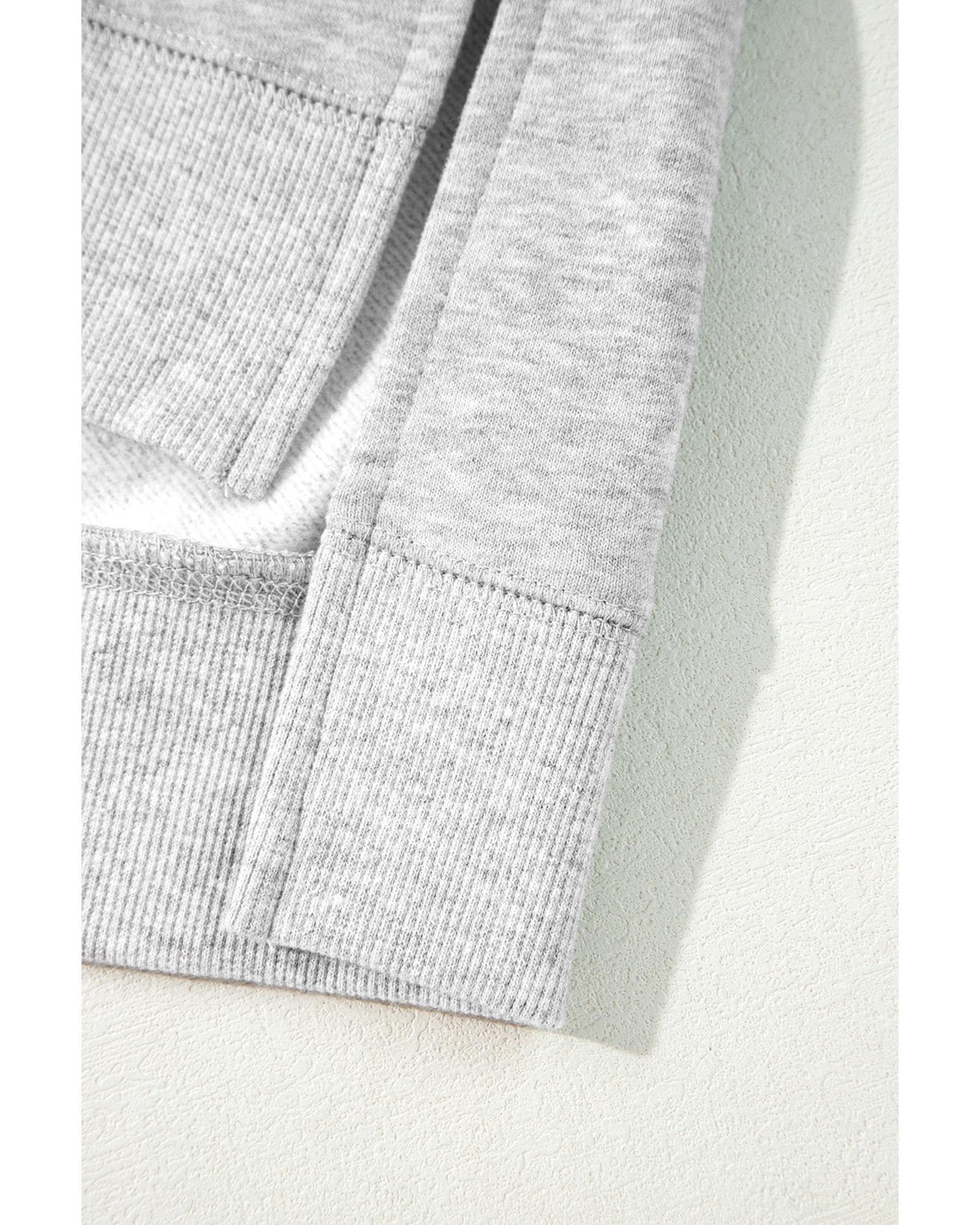 Gray Two Tone Patchwork Drop Shoulder Pullover Sweatshirt - Image 6