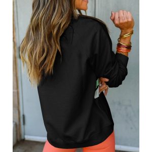 Black Rainbow Colorblock Striped Pullover Sweatshirt