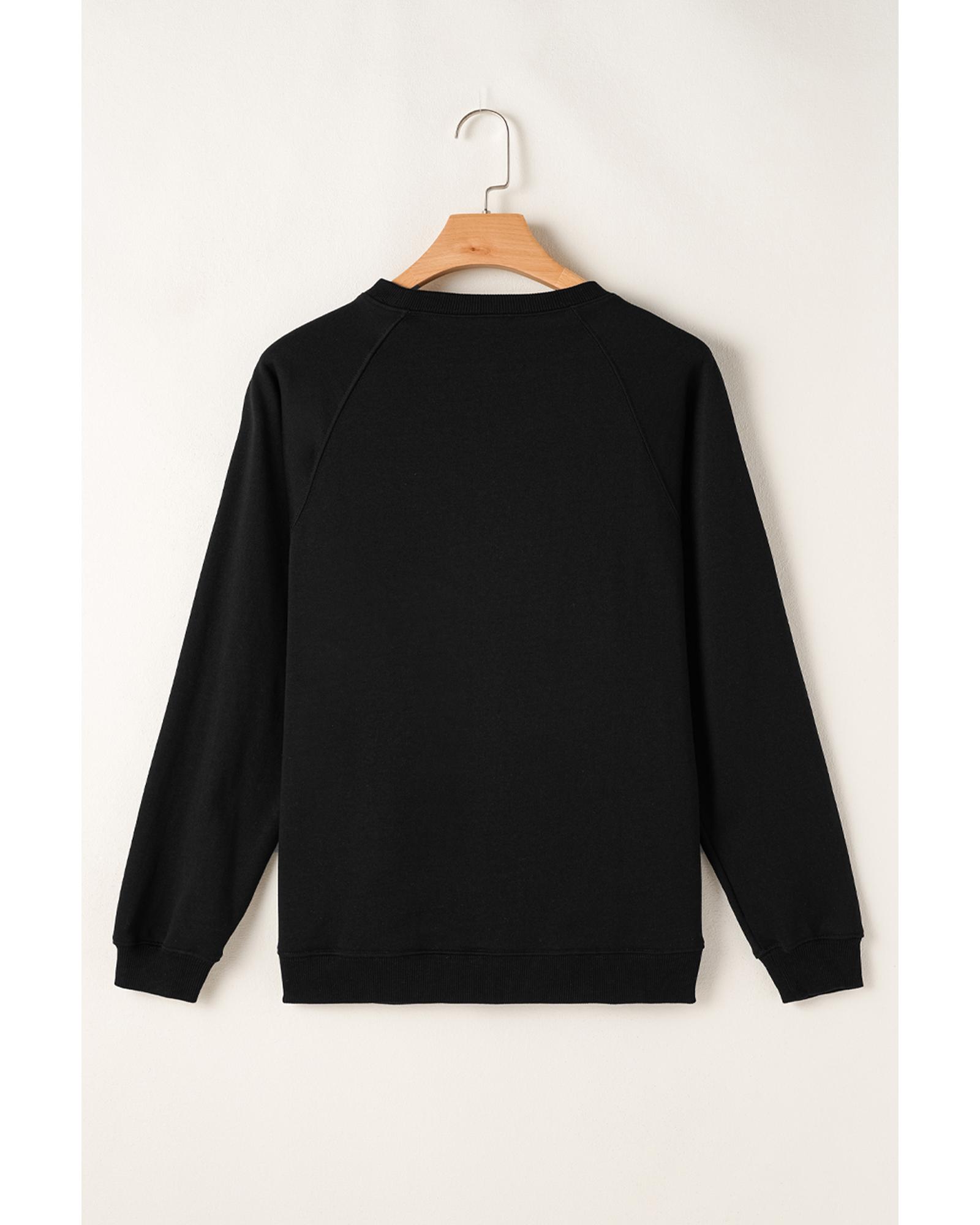 Black Rainbow Colorblock Striped Pullover Sweatshirt - Image 4