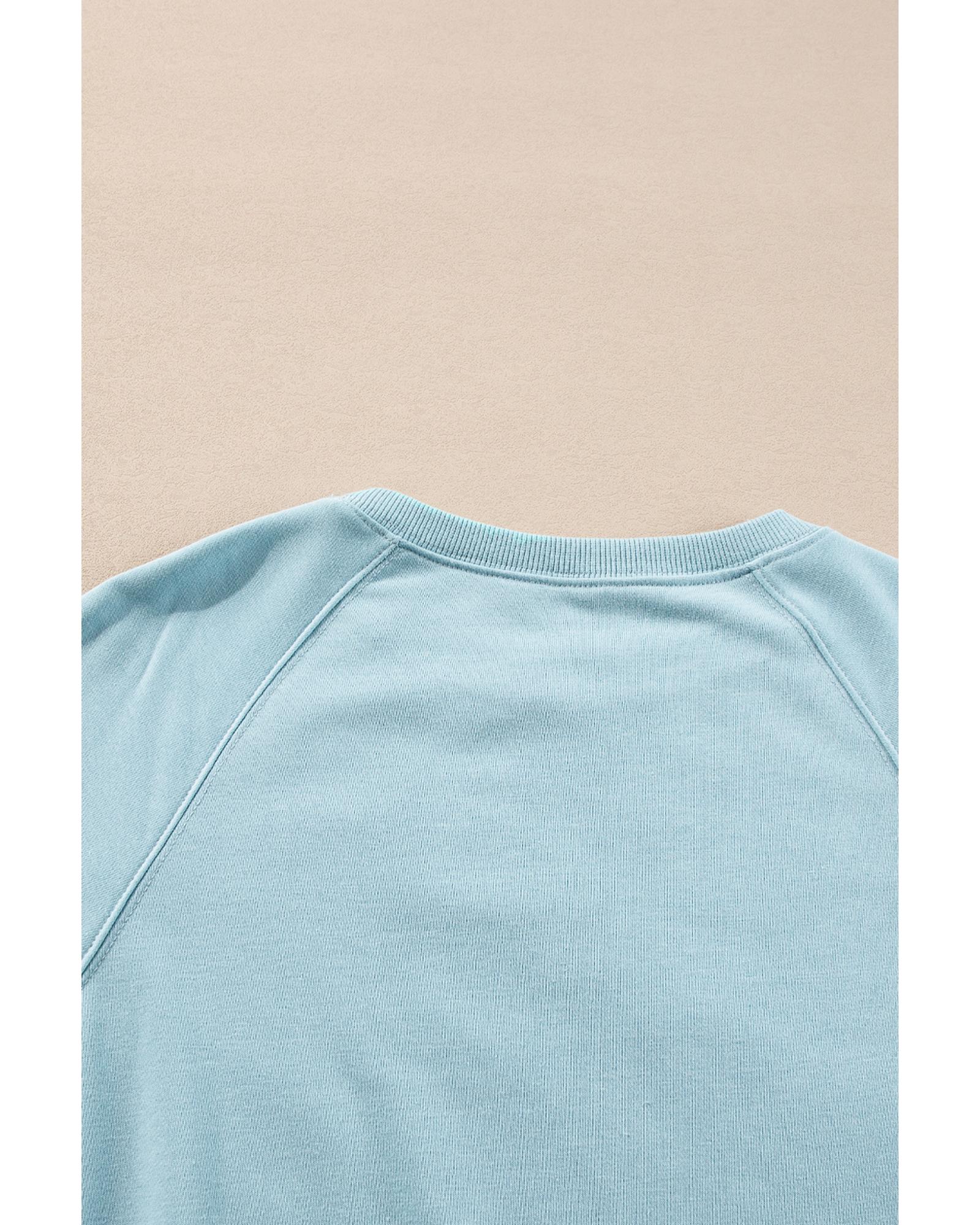 Beau Blue Rainbow Colorblock Striped Pullover Sweatshirt - Image 5