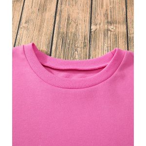 Bonbon Solid O Neck High Low Hem Pullover Sweatshirt