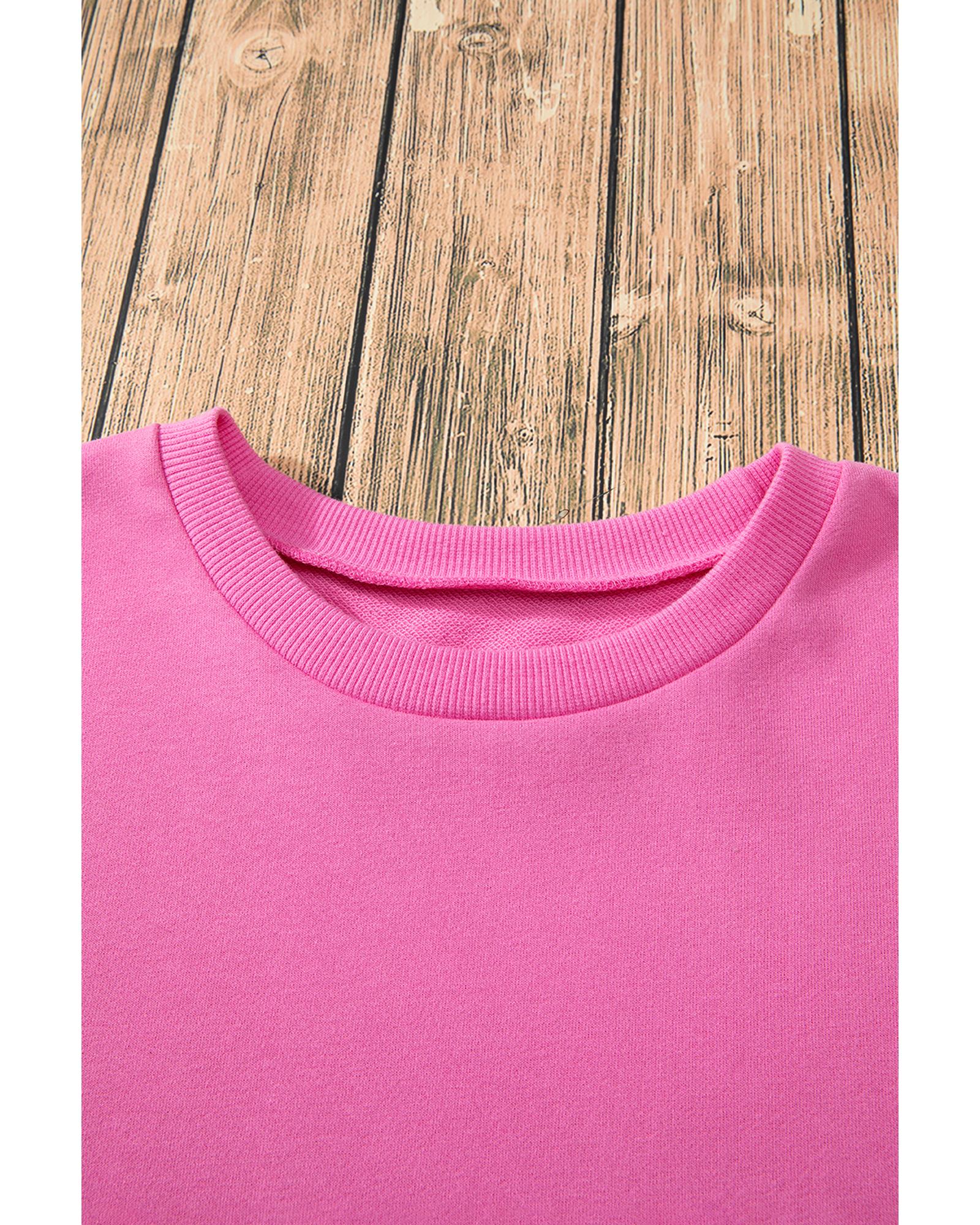 Bonbon Solid O Neck High Low Hem Pullover Sweatshirt