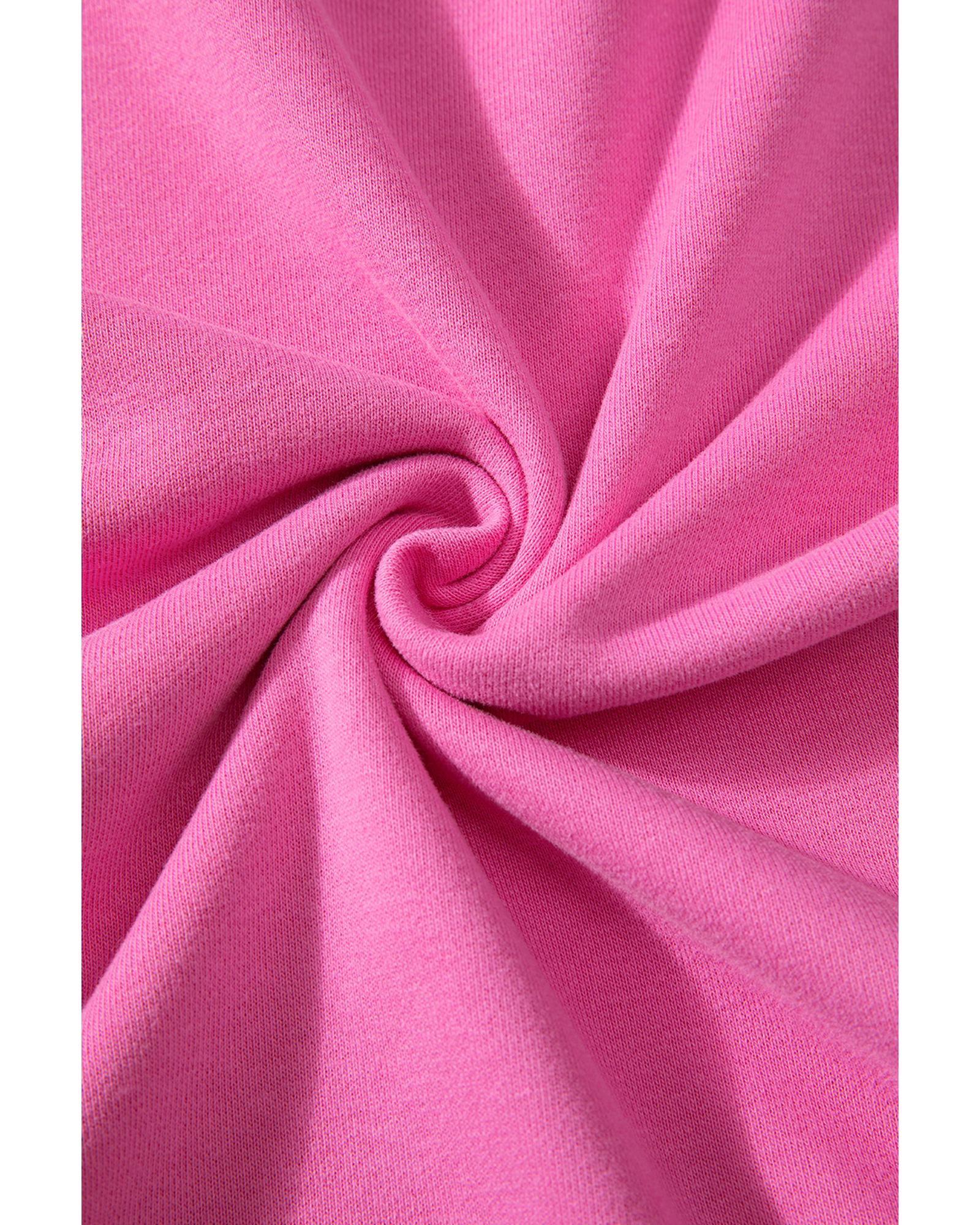 Bonbon Solid O Neck High Low Hem Pullover Sweatshirt - Image 4