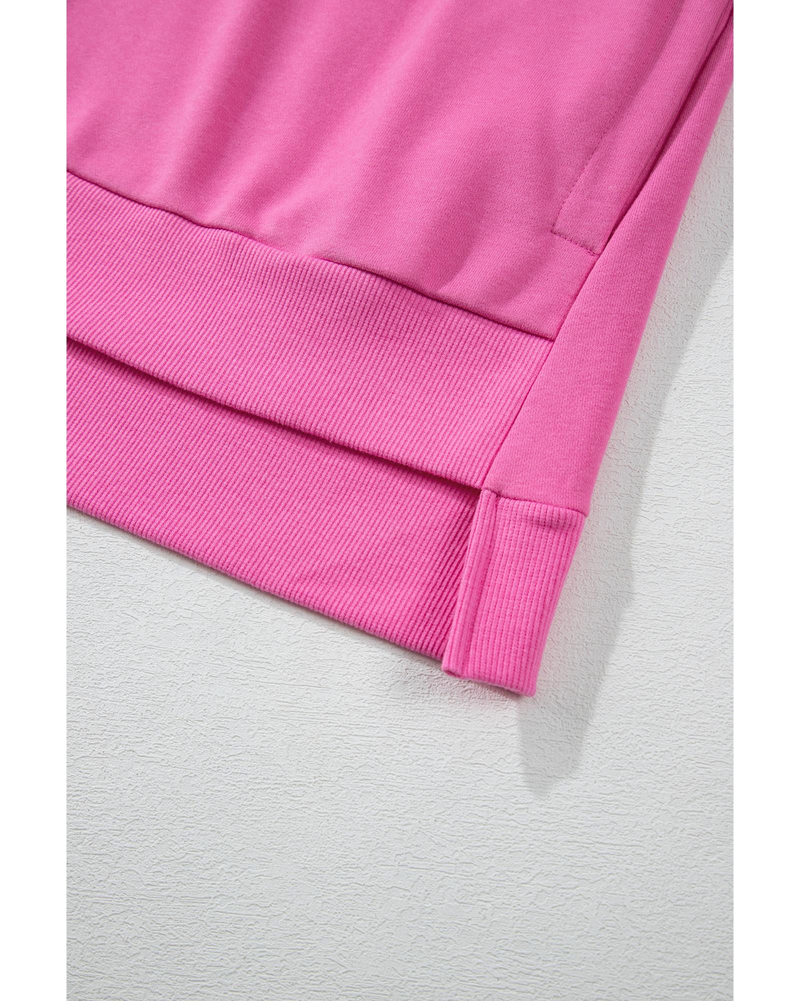 Bonbon Solid O Neck High Low Hem Pullover Sweatshirt - Image 8