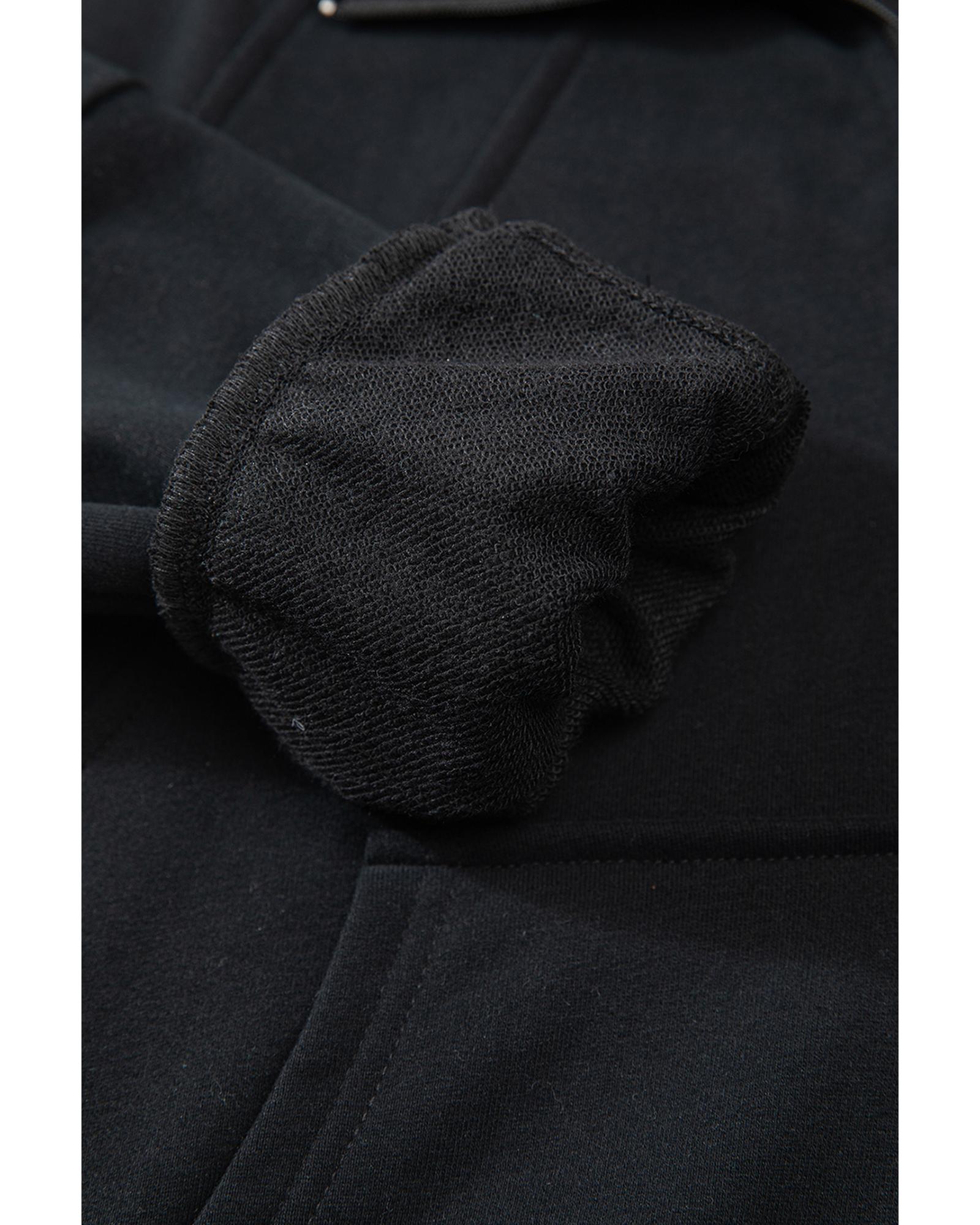 Black Quarter Zip Stand Neck Kangaroo Pocket Sweatshirt - Image 8