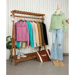 Aruba Blue Quarter Zip Stand Neck Kangaroo Pocket Sweatshirt