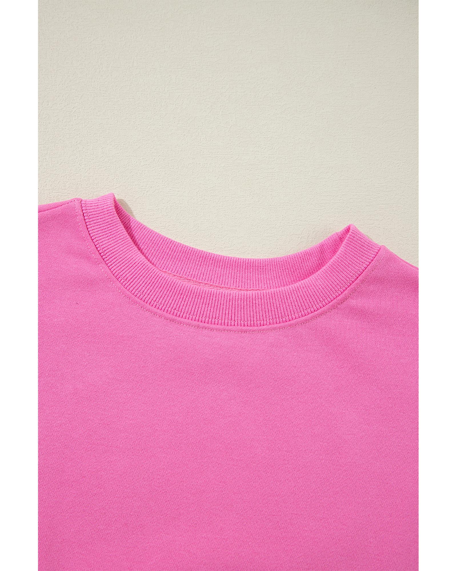 Bonbon Plain Drop Shoulder Crewneck Pullover Sweatshirt