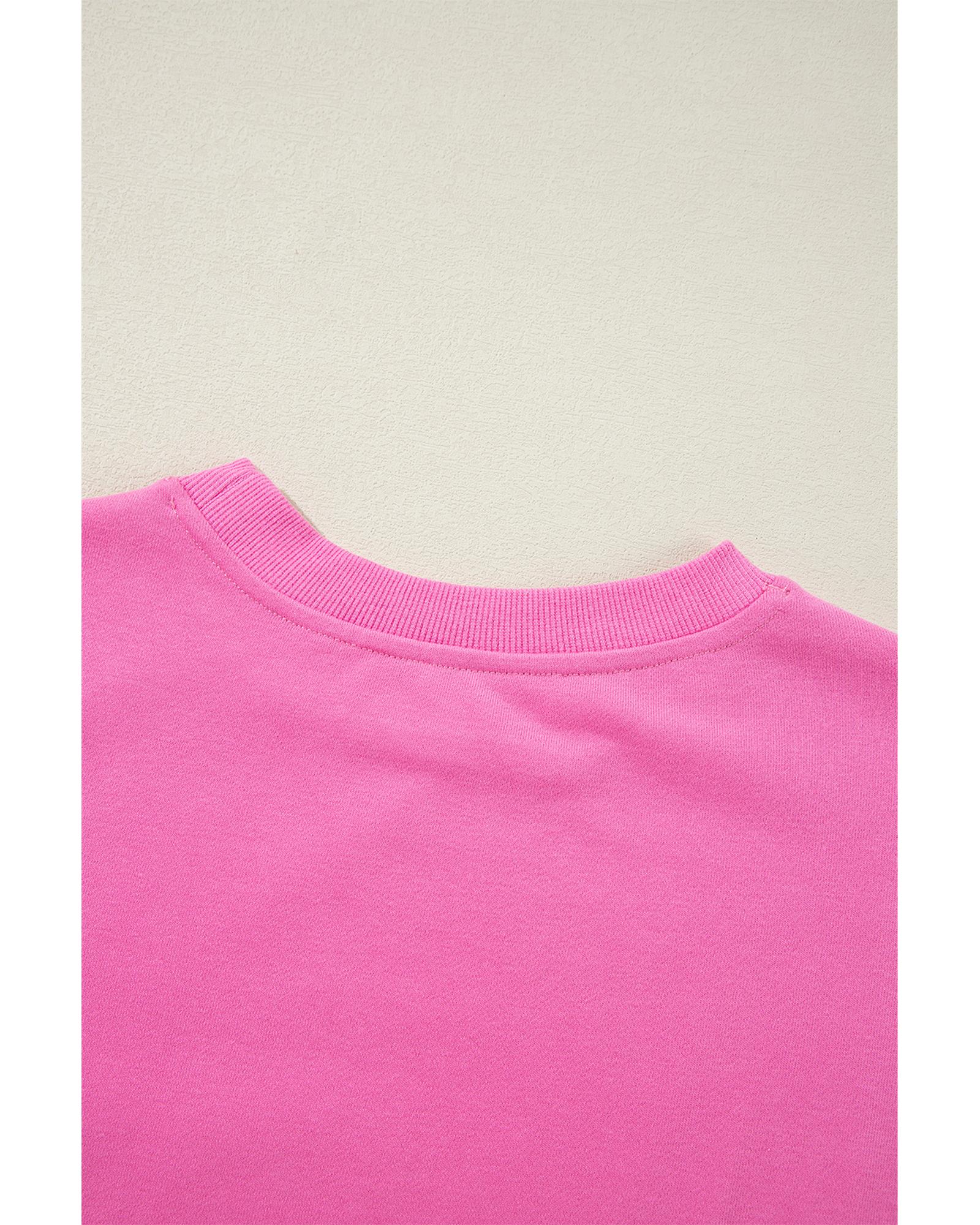 Bonbon Plain Drop Shoulder Crewneck Pullover Sweatshirt - Image 2