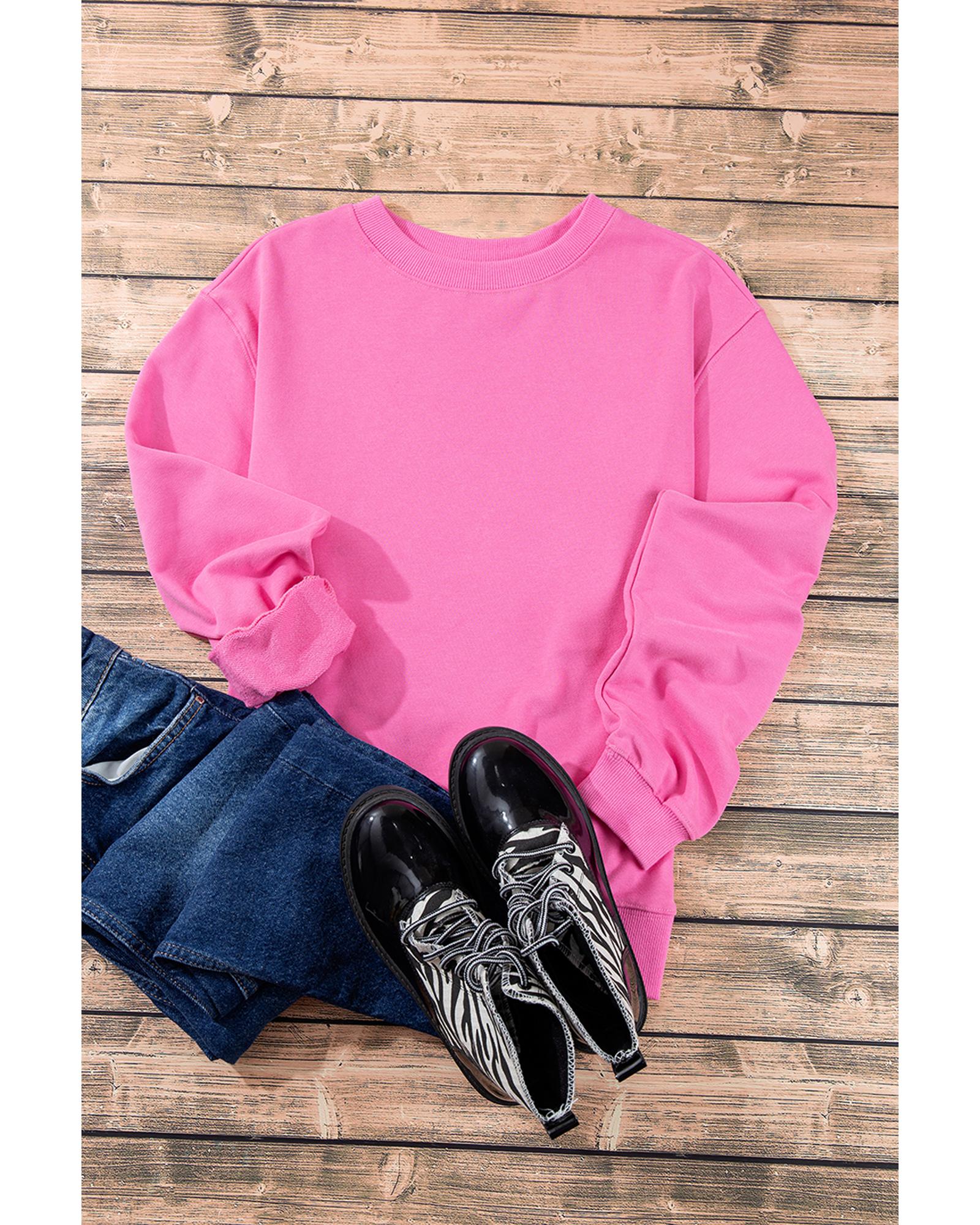 Bonbon Plain Drop Shoulder Crewneck Pullover Sweatshirt - Image 5