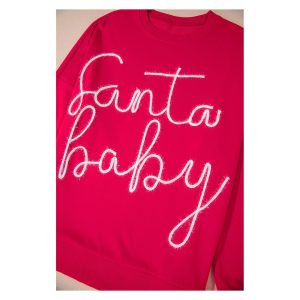 Fiery Red Christmas Santa Baby Tinsel Graphic Sweatshirt
