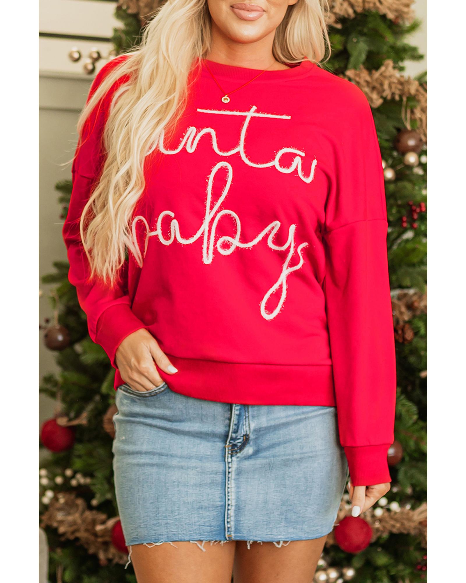 Fiery Red Christmas Santa Baby Tinsel Graphic Sweatshirt - Image 4